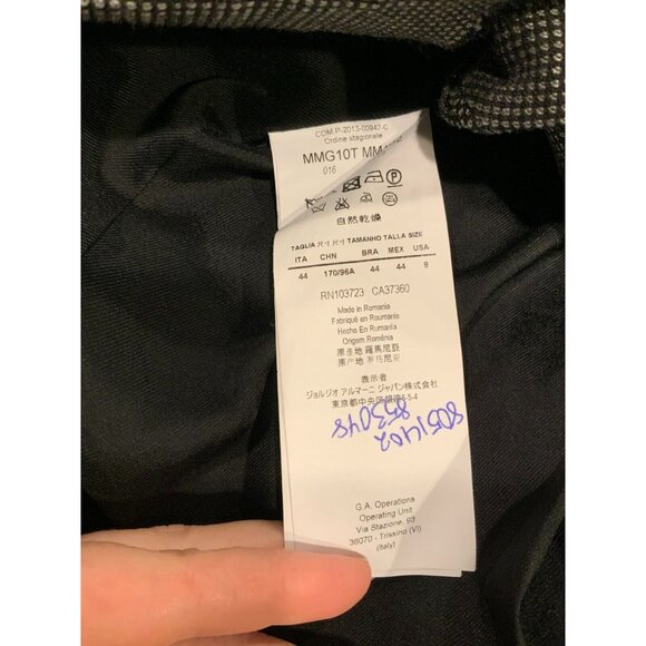 Armani Collezioni Gray & Black Micro Dot Blazer Jacket, Size 8 (US) 44 (IT) - Picture 10 of 10